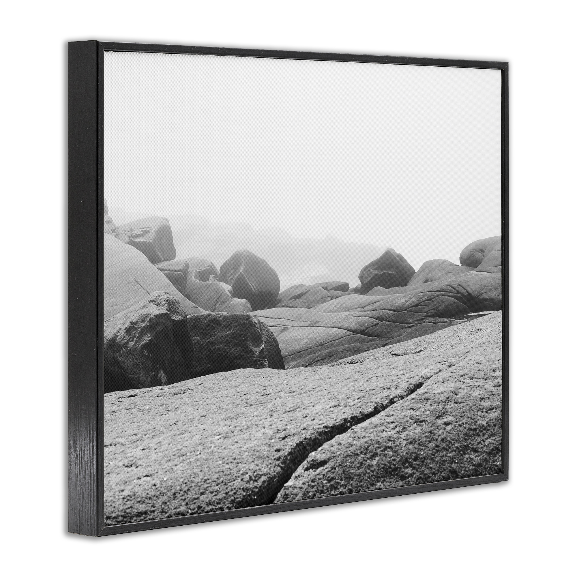 Rocks at Peggy's Cove Black Framed Giclee Art, design by Clive Branson