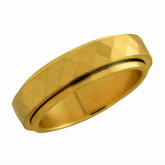 Gem Stone King Yellow Gold Plated 6mm Tungsten Spinning Center Wedding Band Ring (Size 9)