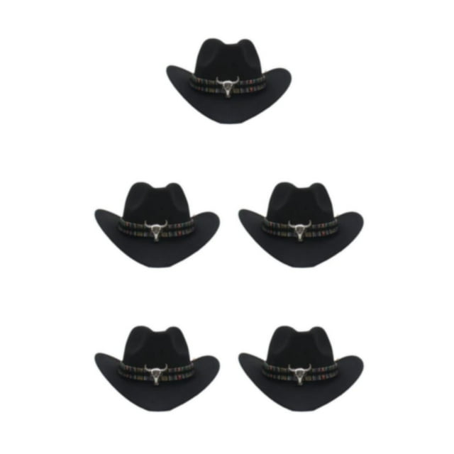 Decodeary Western Outback Cowboy Hat Channel Inner Cowboy Classic Hat Large Brim Provides black 5Set