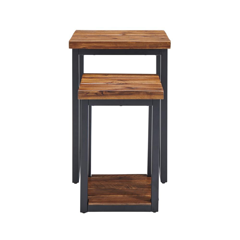 Alaterre Furniture Claremont Rustic Wood End Table with Drawer and Low Shelf