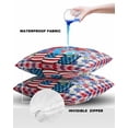 thumbnail image 4 of Pack of 2 Outdoor Pillow Covers, 4th of July Independence Day Patriotic Red Blue Flowers Waterproof Square Throw Pillowcase Cushion Decorative Pillow Covers for Couch Patio Tent, 20x20 in, 4 of 6