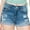 MD BLUE, variant on Women's Casual Distressed Ripped Folded Hem Stretchy Slim Denim Shorts