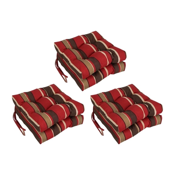 Blazing Needles 16-inch Square Tufted Outdoor Chair Cushion, 16 x 16, Montserrat Sangria 6 Count