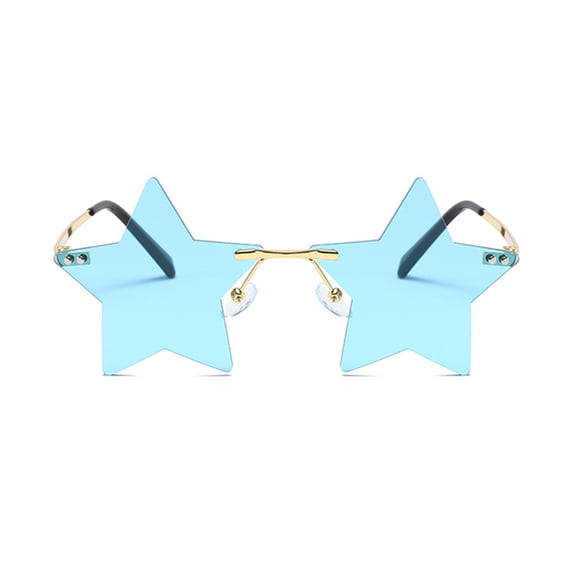 GIJNRIUIUA Under $5 Star Sunglasses for Women Five Point Star Shades Colorful Transparent Novelty Party Sun Glasses Festival Rave Club Photo Booth Birthday Eyewear Rimless Frameless