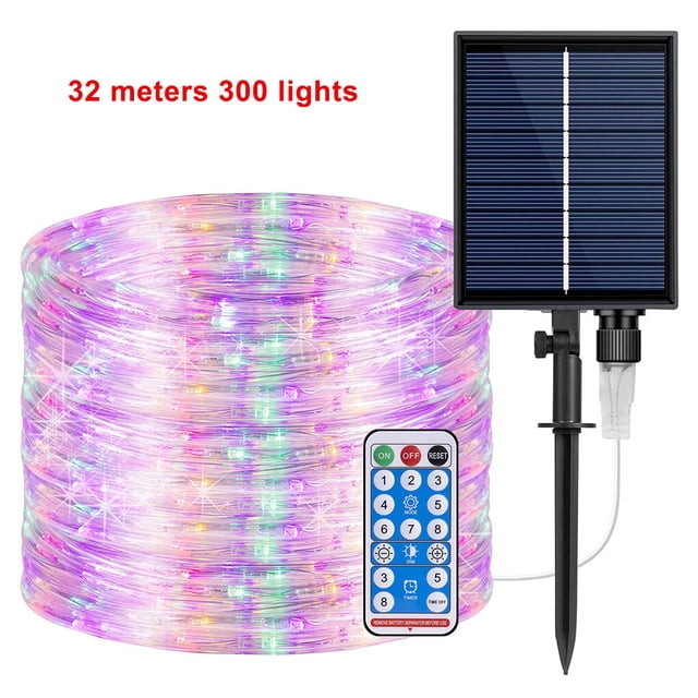 Yuarrent 32m 300 LED Guirnaldas de luces solares 12-22m 200/100 LED Iluminación y accesorios