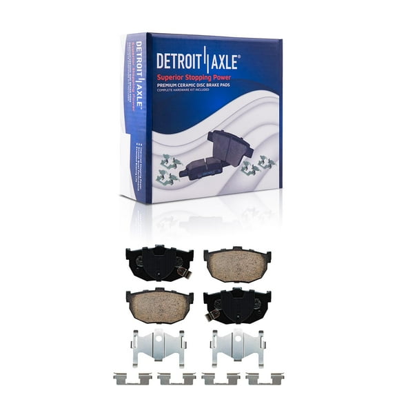 Detroit Axle - Rear Brake Pads for Hyundai Elantra Tiburon Nissan Stanza Maxima Kia Spectra Spectra5, Ceramic Brake Pads with Hardware Replacement