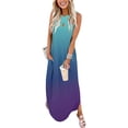 thumbnail image 1 of SMihono Robe Maxi Bohème d'Été pour Femmes Grande Taille Robe Longue Sans Manches Imprimée Col Croisé devant Robe de Plage, 1 of 5