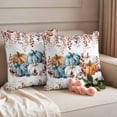 thumbnail image 2 of Thanksgiving Orange Blue Pumpkin Pillow Covers 2 Pack Eucalyptus Leaf Pillowcase Waterproof Outdoor Throw Pillow Cover for Patio Garden Square Cushion 24”x24”, 2 of 9