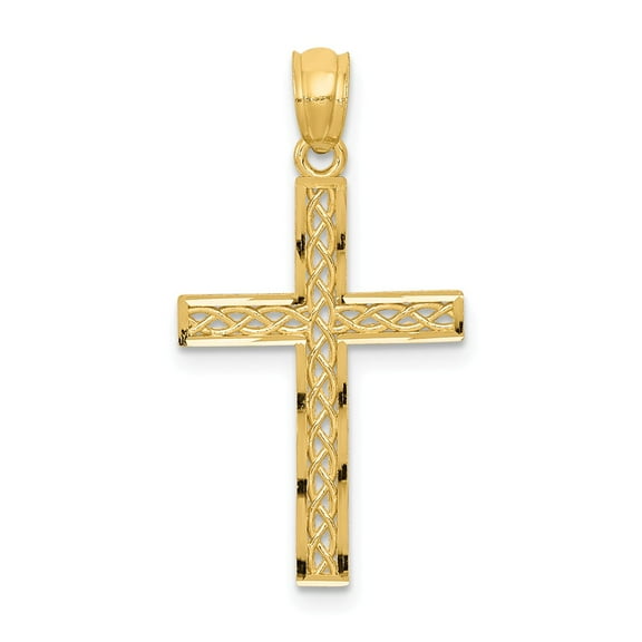 Real 14kt Yellow Gold Filigree Cross Pendant; for Adults and Teens; for Women and Men