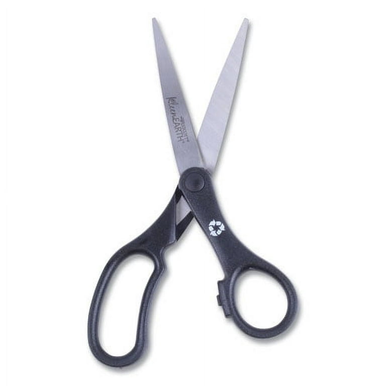 KleenEarth Scissors, 8 Long, 3.25 Cut Length, Black Straight Handles,  2/Pack