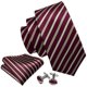 thumbnail image 2 of Set de Corbata Barry.Wang Burdeos de Seda a Rayas 150 cm, 2 of 6
