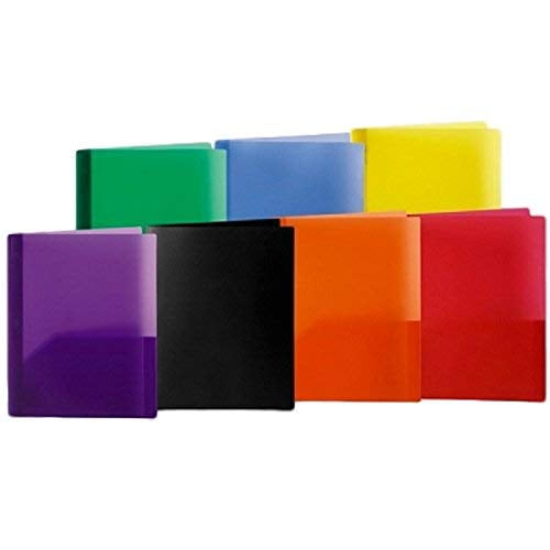 Poly 2 Pocket Folders with Fasteners Set of 7 Assorted Colors Office Depot