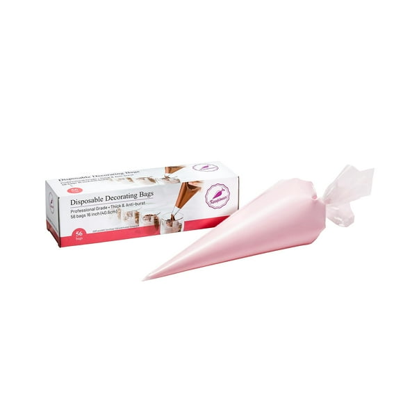 Keenpioneer Piping Bag - Disposable Cake Decorating Bag 56 Count (16 inch Clear)