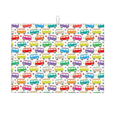 

Zeuib Colorful Bus Dish Drainer Kitchen Counter Kitchen Drying Mat Heat Resistant Drainer Mats Easy to Clean Dish Rack Pad