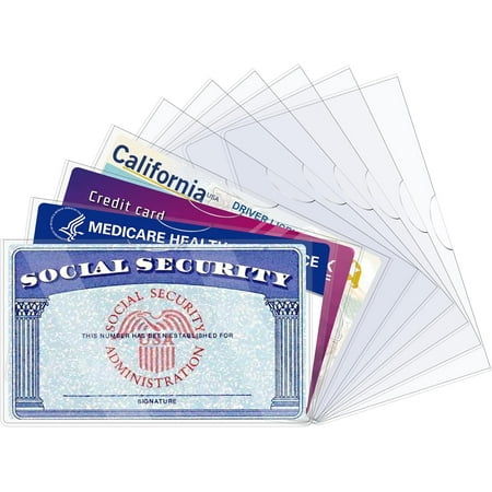 10 Pack Social Security Card Protector Sleeves, Ultra Clear & Durable 31Mil Waterproof SSN/New Medicare/Credit Card Holder, Soft ID/Debit/Credit/Business Card Holder