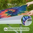 thumbnail image 6 of Colorful Tie Dye Pattern Square Fitted Tablecloth with Elastic Edge,Square Table Cover,Washable Elastic Table Cover for Home Kitchen Party Decor 34"x34", 6 of 6