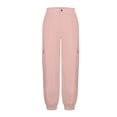 thumbnail image 4 of Fgnfyis Womens Cargo Pants High Waisted Casual Flat Front Pockets Elastic Everyday Comfort Cargo Trousers Women Pants Pink M, 4 of 6