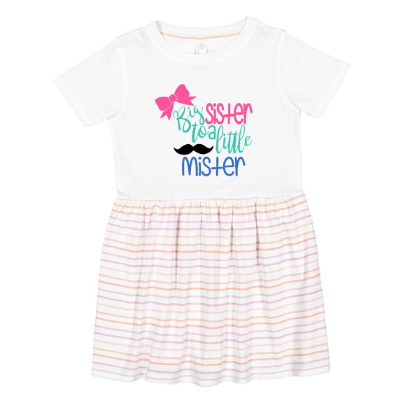 Inktastic Big Sister to a Little Mister Bow and Mustache Girls Toddler Dress