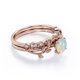 thumbnail image 2 of JeenMata Anillo Nupcial con Diseño de Hoja de Rama de Moissanita y Ópalo de Fuego Redondo de 0,65 Quilates Engastado en Solitario con Garras en Baño de Oro Rosa de 18 K sobre Plata, 2 of 6