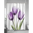 thumbnail image 5 of Purple Tulip Shower Curtain, Image Flower Abstract Transparent Floral Waterproof Shower Curtain Set with 12 Hooks Lightweight Washable Fabric Shower Curtains for Bathroom 60x72 Inches, 5 of 6