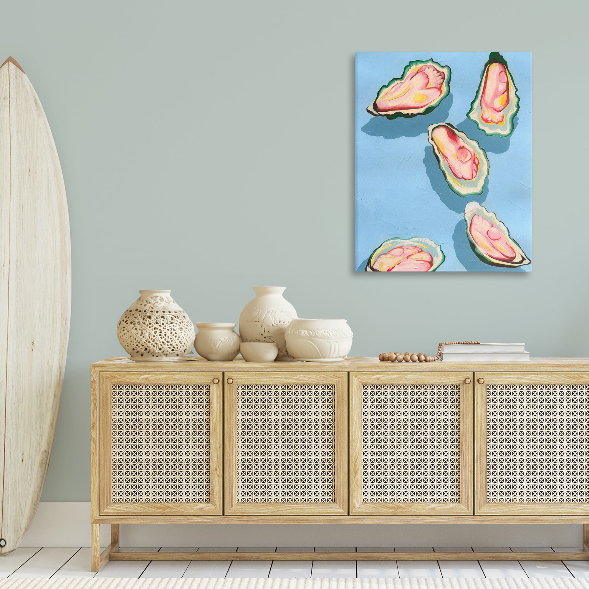 Stupell Industries Bold Oysters on Blue Animals & Insects Painting Gallery Wrapped Canvas Art Print Wall Art, 30 x 40