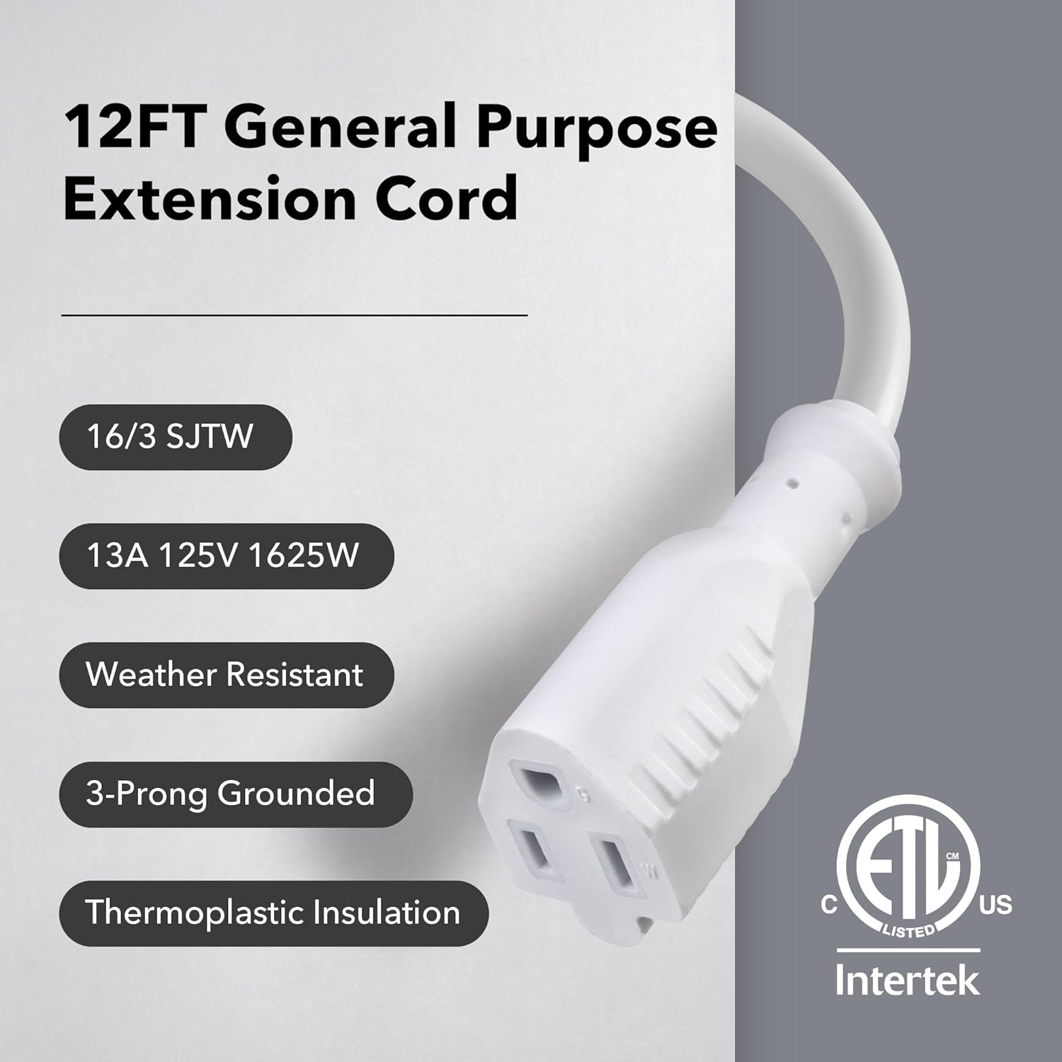 BN-LINK 12 Ft Outdoor Extension Cord 3-Prong Grounded photo 3