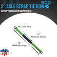 thumbnail image 2 of Mega Cargo Control USA 2” x 36” Off-Road Axle Tie-Down Straps (2-Pack) - WLL: 3333 lbs - Green, 2 of 6