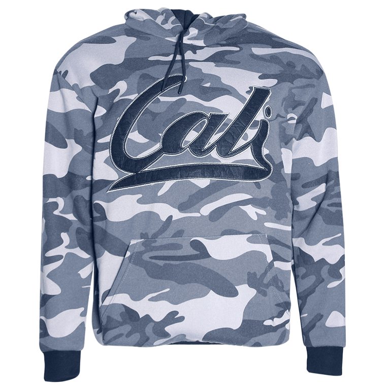 Men's Camo Embroidered Hoodie Casual Fit Sweater Cali Blue S