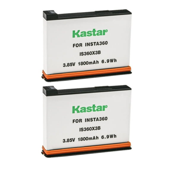 Kastar Battery 2-Pack Replacement for Insta 360 X3 Rechargeable Lithium Polymer Battery, Insta360 X3 72MP Waterproof 5.7K 360° VR AI Action Helmet Camera