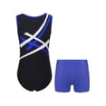 thumbnail image 2 of Sinleey Kids Girls Sleeveless Patchwork Dance Unitards Contrast Color Bodysuit with Solid Color Blue 14, 2 of 5