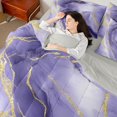 thumbnail image 4 of Homewish Marble Texture Road 7-Piece Bedding Comforter Set,Modern Fluid Art King Bedding Sets,Purple Gold White Bed Sheets For Girl,Microfiber Room Decoration Reversible, 4 of 8