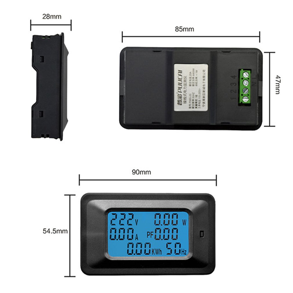 100A AC LCD Digital Panel Power Watt Meter Monitor Voltage Voltmeter Ammeter NEW