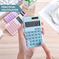 thumbnail image 4 of Calculadora mini de bolsillo, 3 unidades, calculadora eléctrica digital de escritorio con pantalla LCD de 8 dígitos, color rosa, azul y morado, 4 of 5