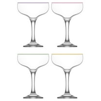 Coupe Cocktail Glasses Set of 4, 8oz - Champagne & Martini Glasses with Colored Rims, Chic Specialty Drinkware for Parties & Home Bar