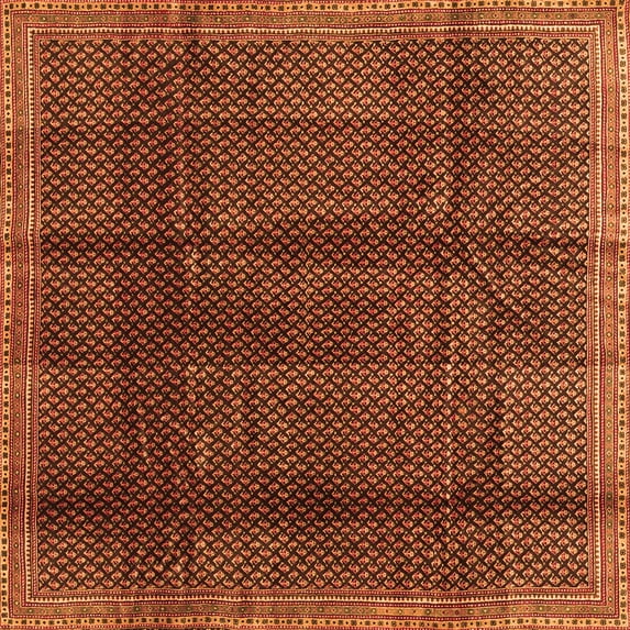 Ahgly Company Indoor Square Abstract Orange Contemporary Area Rugs, 3' Square