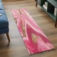 thumbnail image 3 of 2'x6' Rug Runners for Hallways Kitchen, Marble Pink Non Slip Entryway Beside Floor Carpet Runner, Abstract Artwork Luxury Golden Modern Washable Laundry Room Bedroom Throw Rugs Mat for Family Pet, 3 of 8