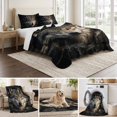 thumbnail image 6 of Quilts Full Size Bedding Set, Wolf Lightweight Quilted Comforter, Mysterious Black Dark Stones Gray Brown Soft Reversible Bedspread Coverlet with Pillow Covers for All Season, 78" x 90", 6 of 9