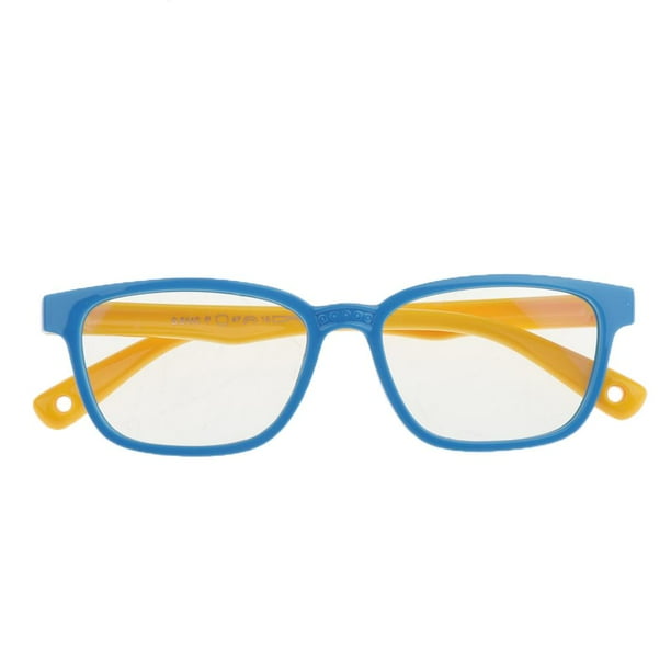 Gafas para niños con marco de silicona que bloquea la luz azul y protección UV4 para computadora flexible. Azul + amarillo