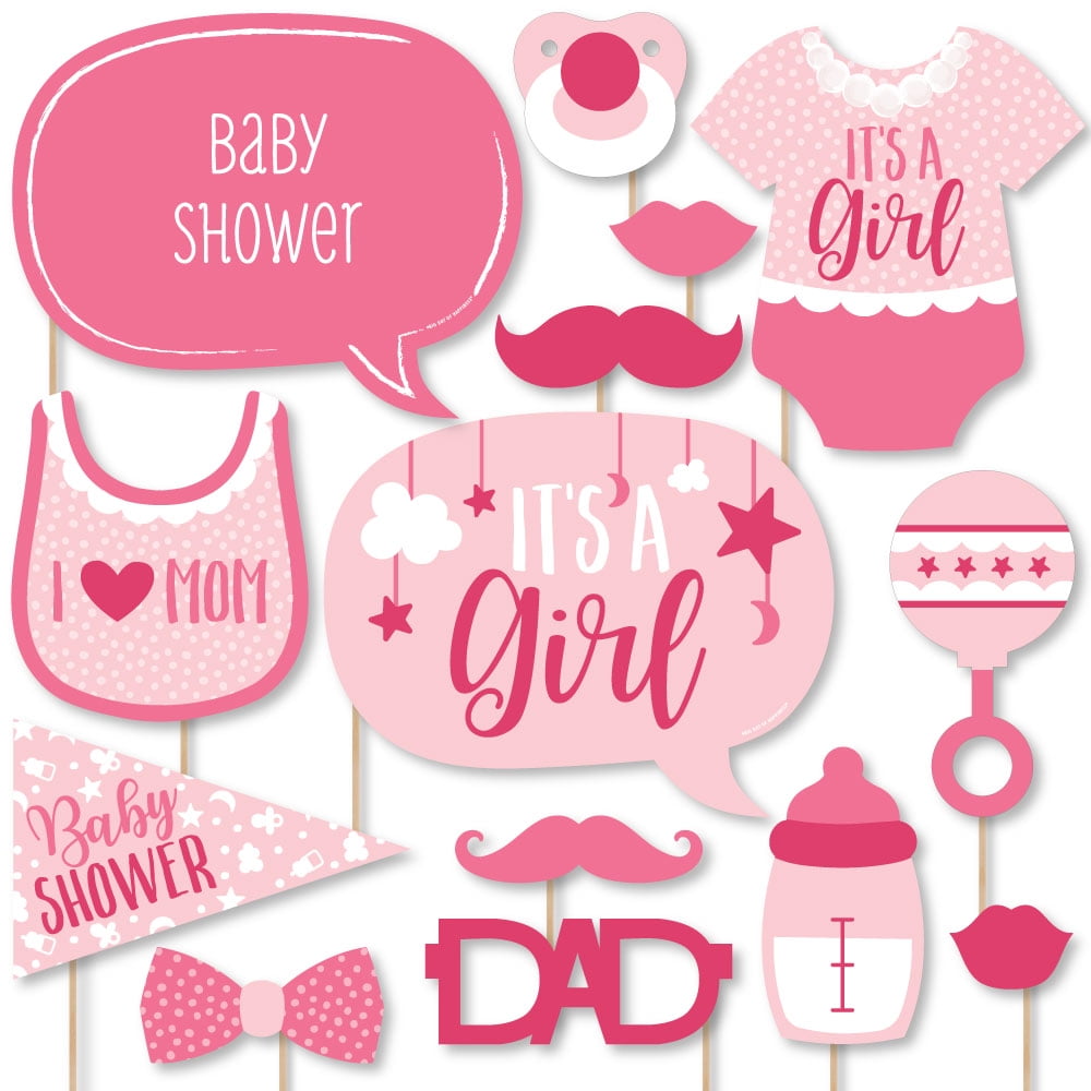 20 X  Gender Reveal Baby Shower Photo Booth Props Girl Boy Birthday Party Kit 