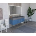 thumbnail image 4 of Nile 60" Blue Wood Floating Vanity with Gray Top and Chrome Trim, 4 of 11