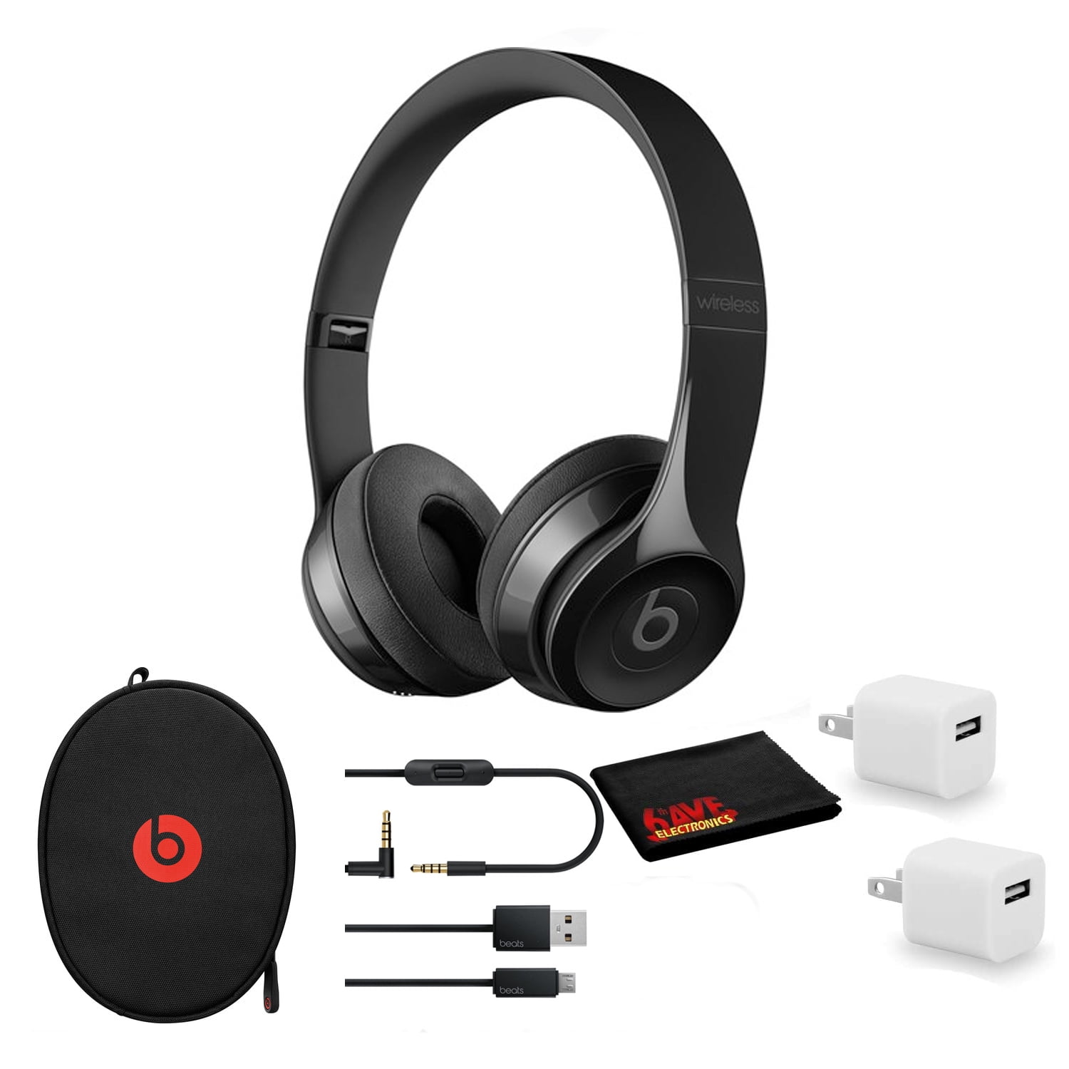 Beats Solo3 Wireless Headphones (Gloss Black) - Kit with USB 