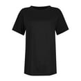 thumbnail image 5 of UAMVSH Tops for Women Casual Summer Fall Simple Shirts Soft Baggy Crew Neck Half Sleeve Blouses Classic Ladies Daily Outfits(X-Large,Black), 5 of 6