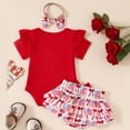thumbnail image 6 of Staki Independence Baby Romper Baby Girl Romper Bodysuit+Ruffle Tutu Shorts Bloomer July 4th Clothes 0-18M(Red,0-3 Months), 6 of 9