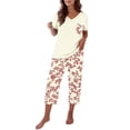 thumbnail image 2 of Lumistal Womens Pajama Sets Summer Pajamas Casual Soft Short Sleeve Tshirt and Crop Pants Matching Sets 2 Piece Pajamas Set Matching Sets Women Clothing, 2 of 6