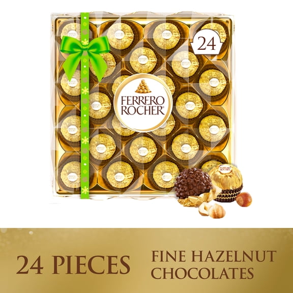 Ferrero Rocher Fine Hazelnut Milk Chocolate Gift Box, Easter Basket Essentials, 24 count, 10.6 oz