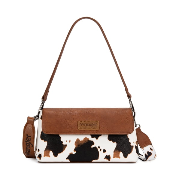 Wrangler Crossbody Bag Flap Shoulder Handbag for Women with Double Straps, Cow-Brown