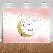 Over The Moon Baby Shower Backdrop Twinkle Twinkle Little Star Background Gold Moon and Stars Baby Shower Party Decorations Banner Photo Booth Props
