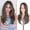 Brown Mixed Grey Highlight, variant on DOPI Brown Blonde Wig with Curtain Bangs - Lace Front Hairline Middle Part Long Layered Natural Looking Straight Synthetic Hair Wigs for Women Daily Party, 24 Inch Brown Mixed Blonde
