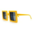 thumbnail image 6 of Super Fun Comic Unique Half Mirror Square Rectangle Plastic Sunglasses Yellow - Black Silver, 6 of 8