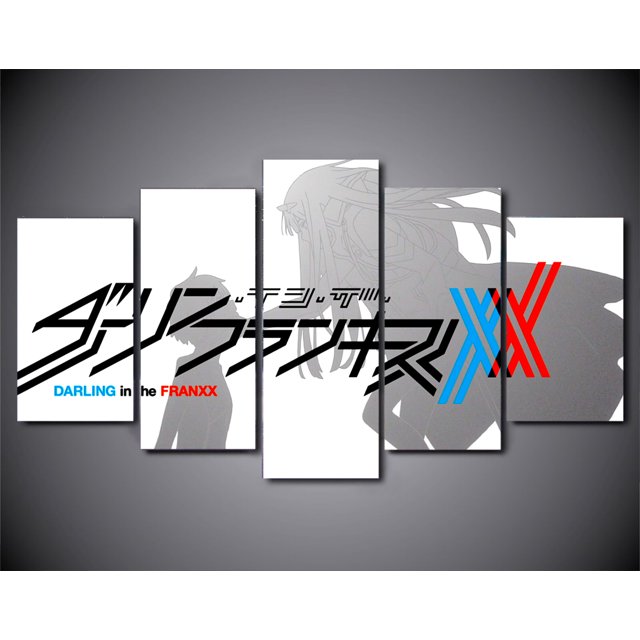 5 Cuadros Decorativos Darling In The Franxx Logo Silueta Canvas Listo Para Colgar JUNGLE ART Impresion Tela Arte